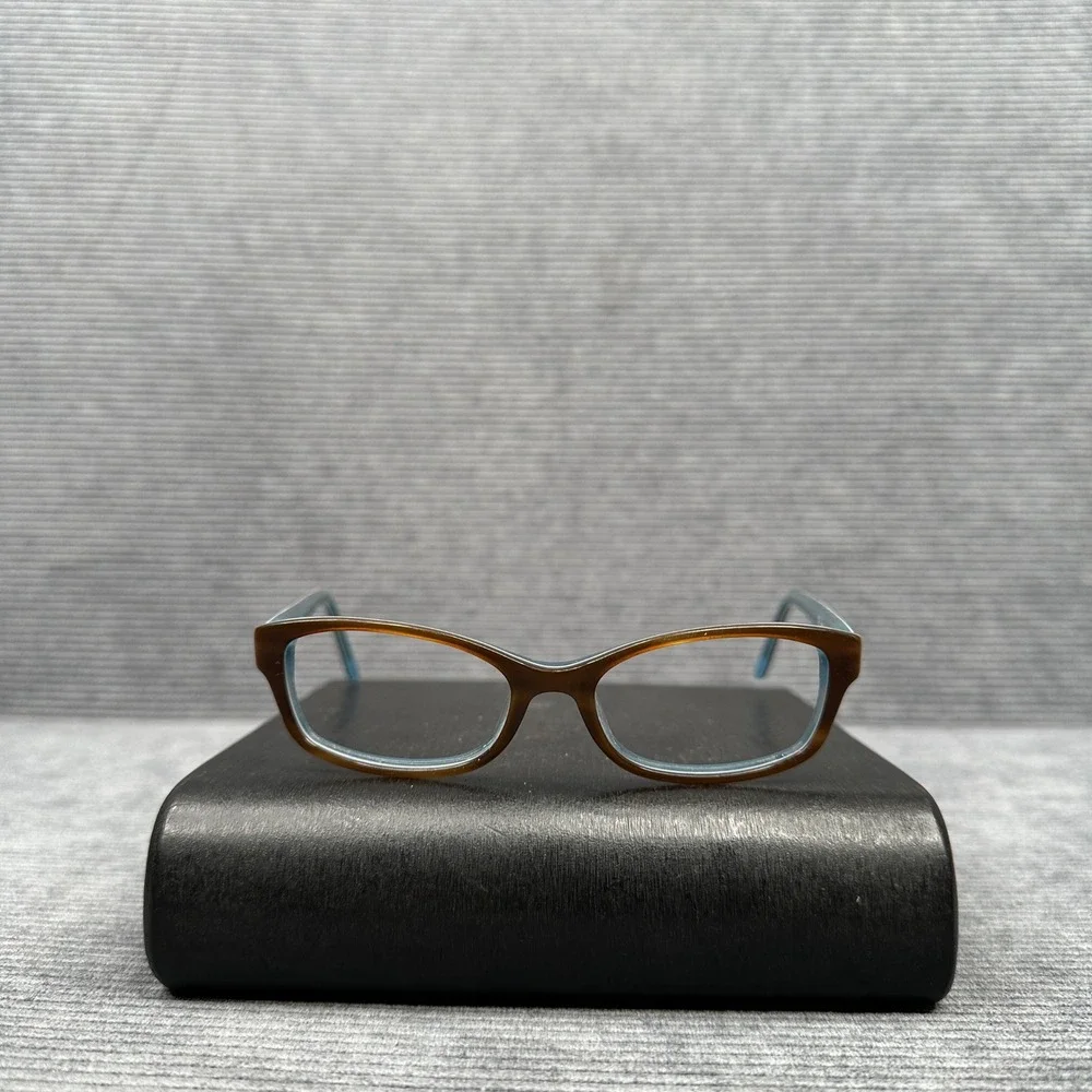 Juicy Couture JU 902 Y2K Eyeglasses Brown Blue Tortoise Shell Gold Charm Temples